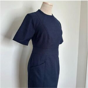 Boden Women's Sheath Dress Short Sleeve Waistbanded Front Slant Pockets Size 4